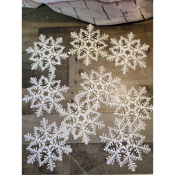 Snowflake glitter white set ornament Xmas Decor figure - Picture 9 of 9